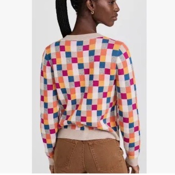 KULE The Capucine Multicolor Checkered Button Front Cardigan Women’s Large - Picture 2 of 13